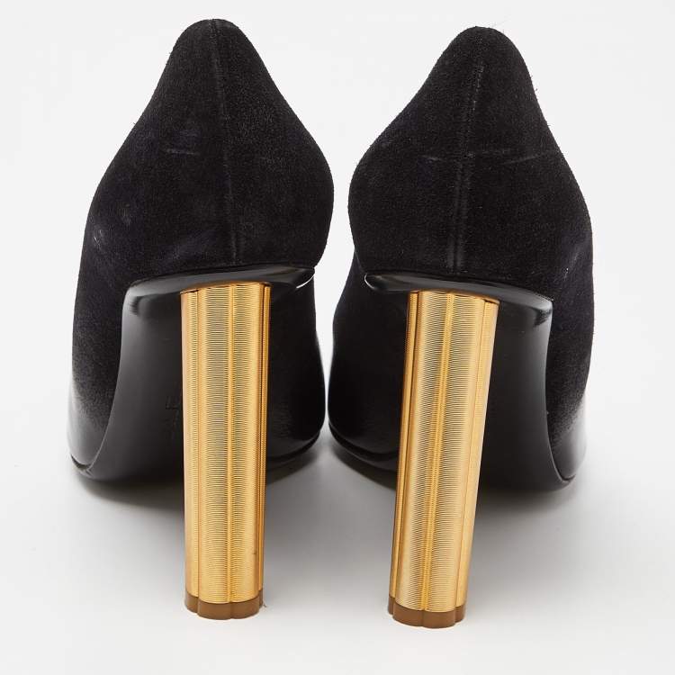 Pre Owned Salvatore Ferragamo Black Nubuck Leather Pointed Toe Pumps Size 39.5