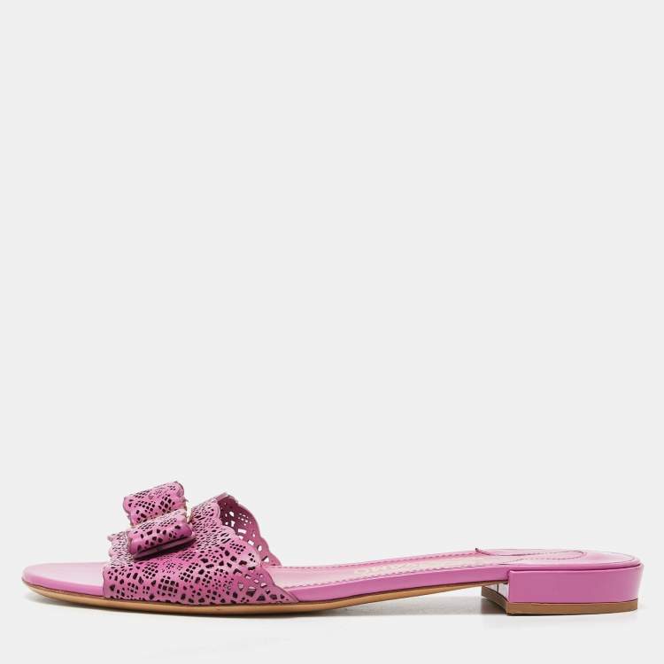 Pink ferragamo slides hotsell