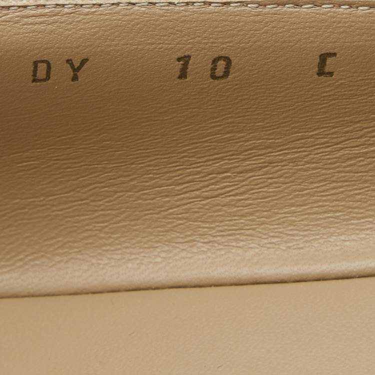 Pre Owned Salvatore Ferragamo Beige Leather Trifoglio Smoking Slippers Size 40.5
