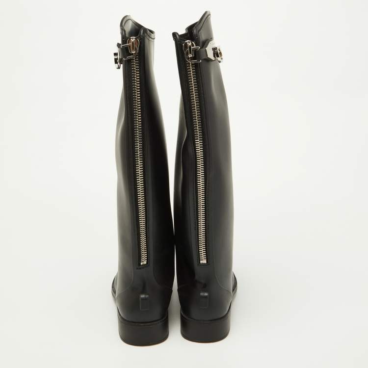 Pre Owned Salvatore Ferragamo Black Rubber Ruben Rain Boots Size 37.5