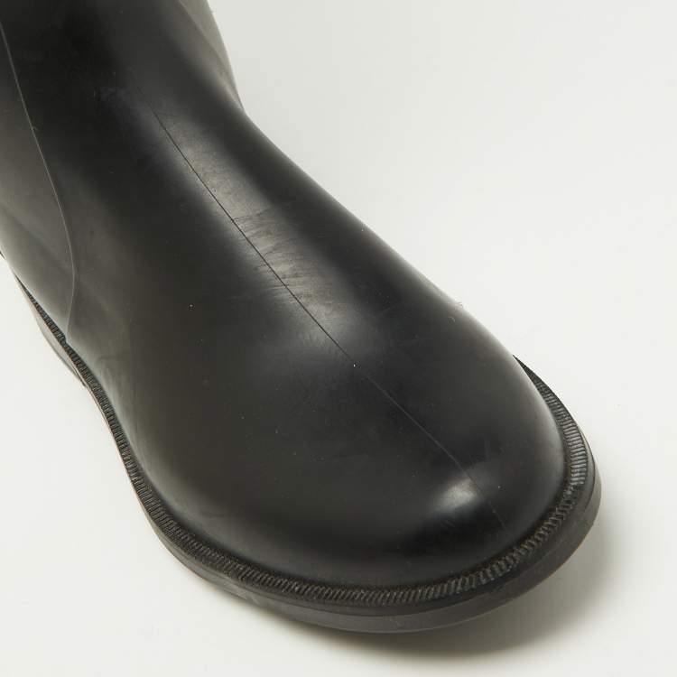 Pre Owned Salvatore Ferragamo Black Rubber Ruben Rain Boots Size 37.5