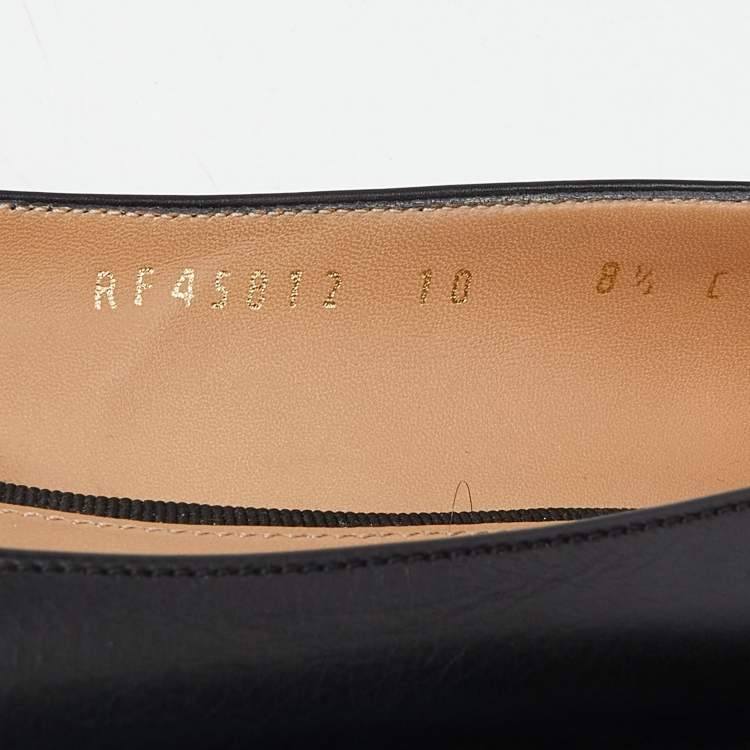 Pre Owned Salvatore Ferragamo Black Leather Ninna Ballet Flats Size 39