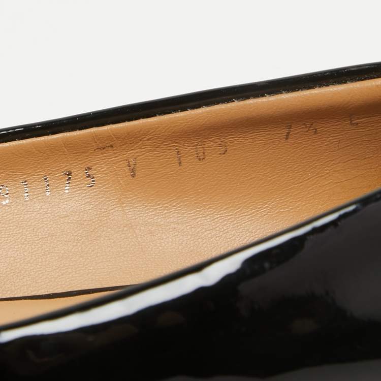 Pre Owned Salvatore Ferragamo Black Patent Leather Varina Ballet Flats Size 38