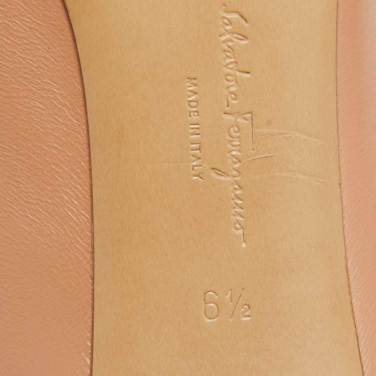 Pre Owned Salvatore Ferragamo Blush Pink Leather Zelda Mules Size 37