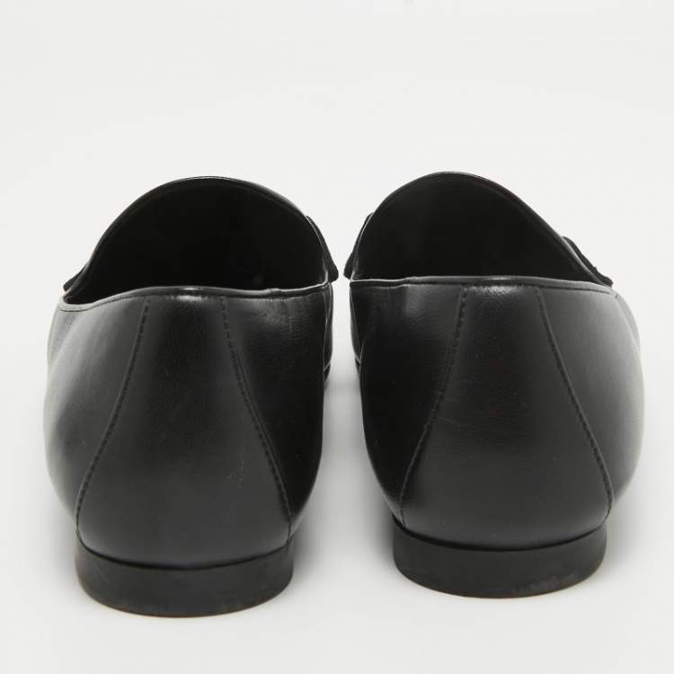 Pre Owned Salvatore Ferragamo Black Leather Rolo Gancini Loafers Size 39