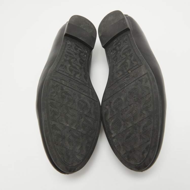 Pre Owned Salvatore Ferragamo Black Leather Rolo Gancini Loafers Size 39