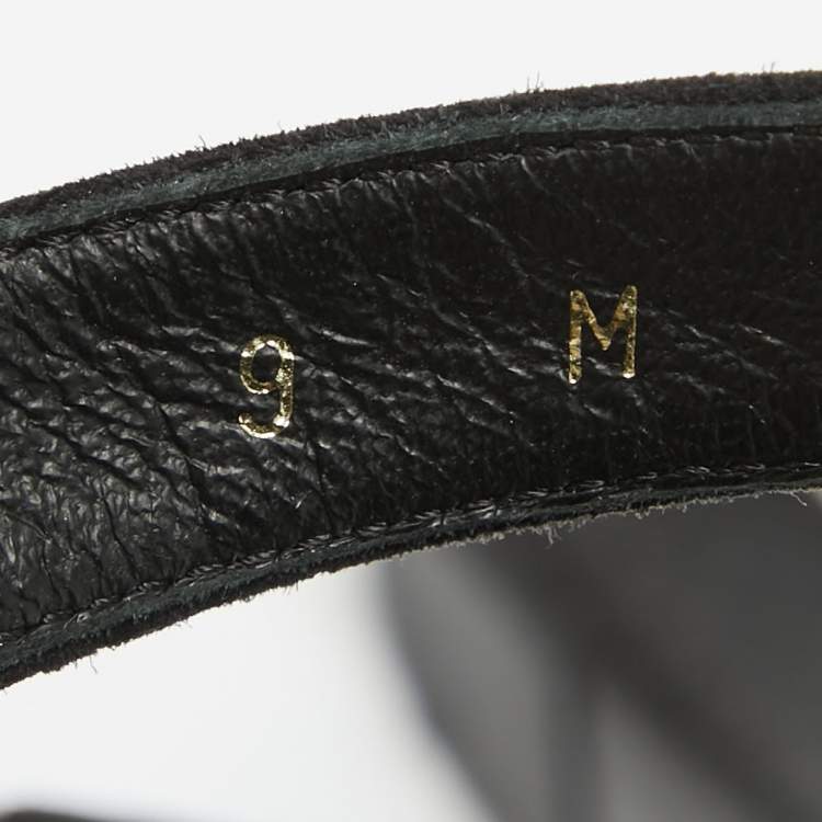 Pre Owned Salvatore Ferragamo Black/Gold Suede, Watersnake and Leather Lexus Platform Sandals Size 39.5