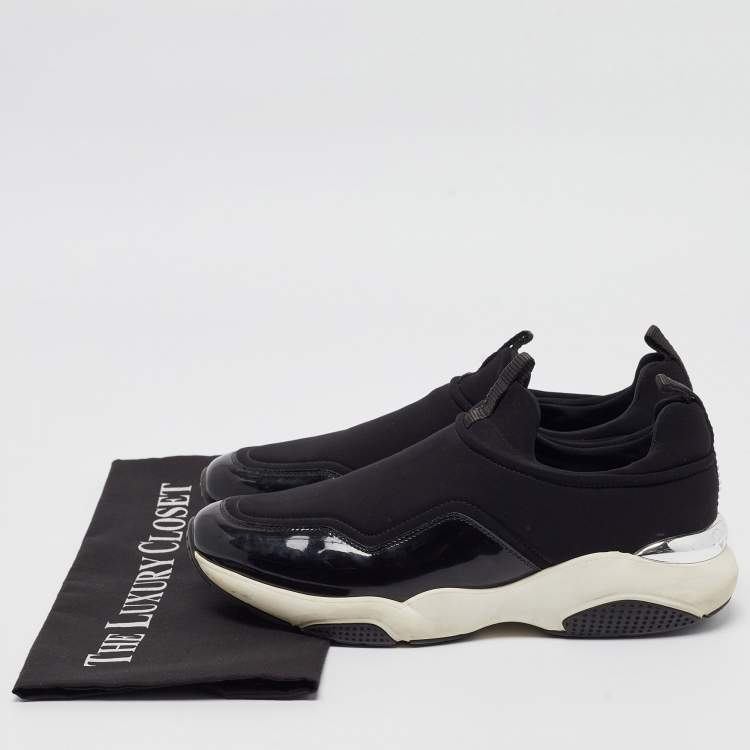 Pre Owned Salvatore Ferragamo Black Nylon Slip On Sneakers Size 38