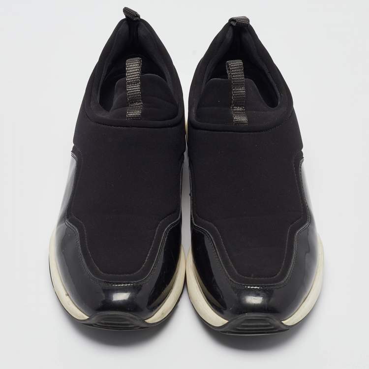 Pre Owned Salvatore Ferragamo Black Nylon Slip On Sneakers Size 38