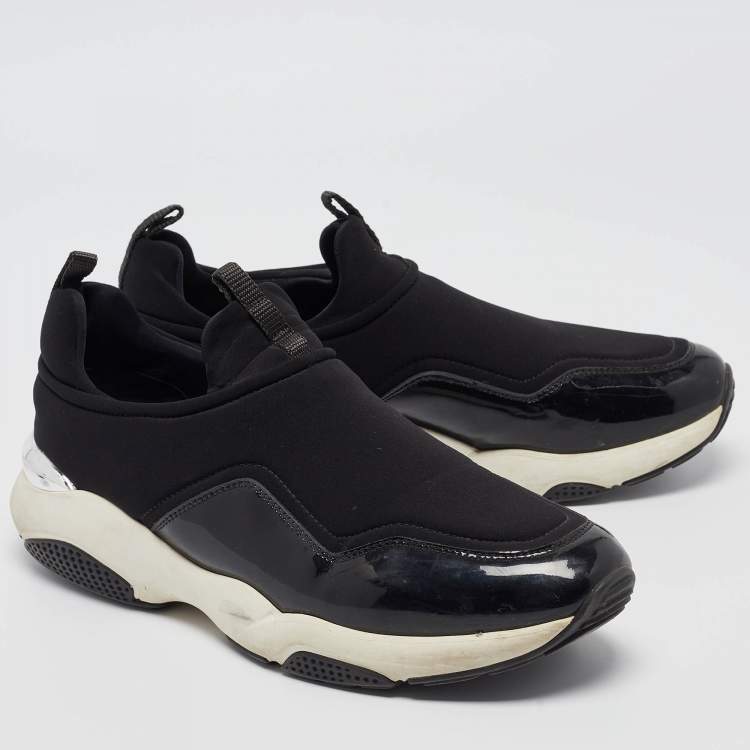 Pre Owned Salvatore Ferragamo Black Nylon Slip On Sneakers Size 38