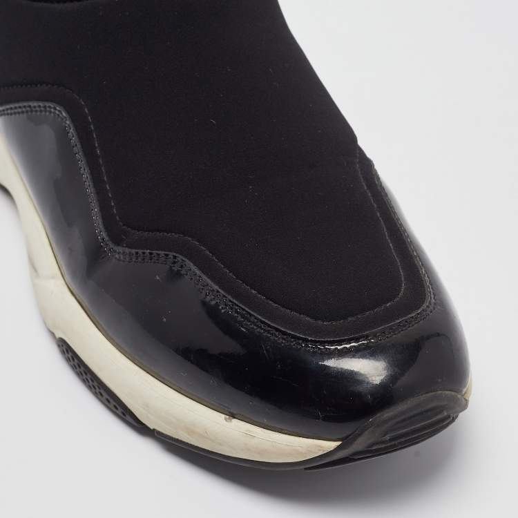 Pre Owned Salvatore Ferragamo Black Nylon Slip On Sneakers Size 38