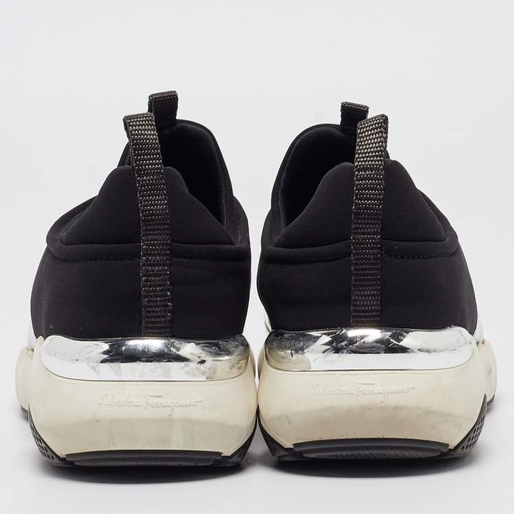 Pre Owned Salvatore Ferragamo Black Nylon Slip On Sneakers Size 38