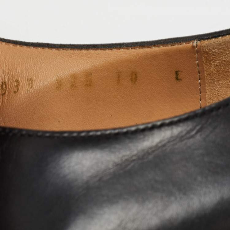 Pre Owned Salvatore Ferragamo Black Leather  Buckle Oxford Size 44