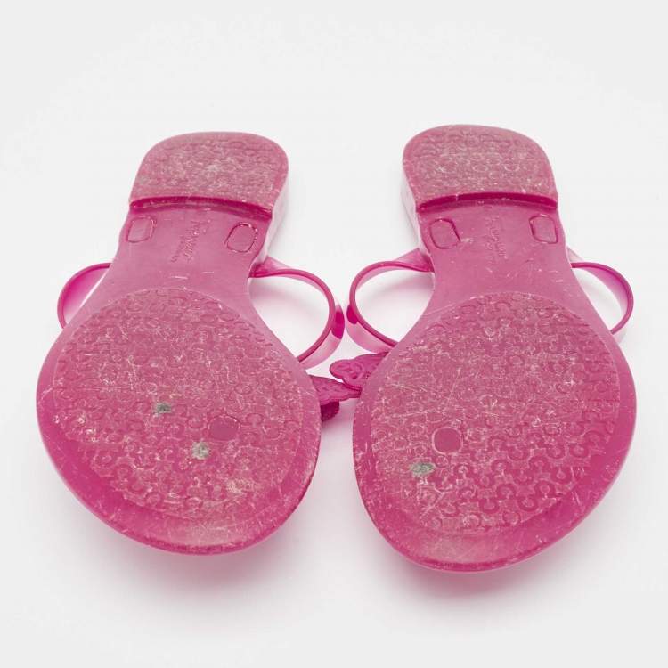 Pre Owned Salvatore Ferragamo Pink Rubber Bali Thong Sandals Size 35.5