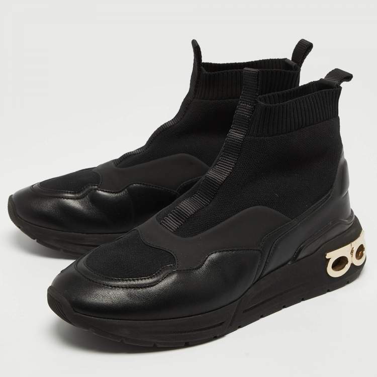 スニーカー SALVATORE FERRAGAMO COSMA SOCK SNEAKERS WOMEN BLACK FABRIC Salvatore Ferragamo Black Cosma Sock High-Top Sneakers Woman