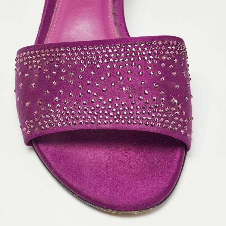 Pre Owned Salvatore Ferragamo Purple Satin Gorizias Sandals Size 40