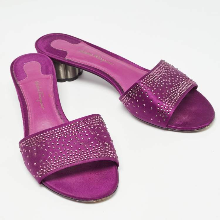 Pre Owned Salvatore Ferragamo Purple Satin Gorizias Sandals Size 40