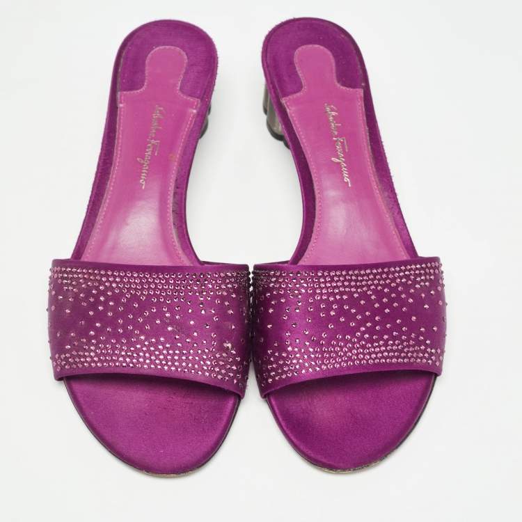 Pre Owned Salvatore Ferragamo Purple Satin Gorizias Sandals Size 40