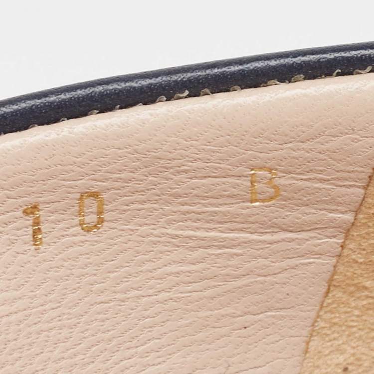 Pre Owned Salvatore Ferragamo Navy Blue Leather Platform Pumps Size 40.5