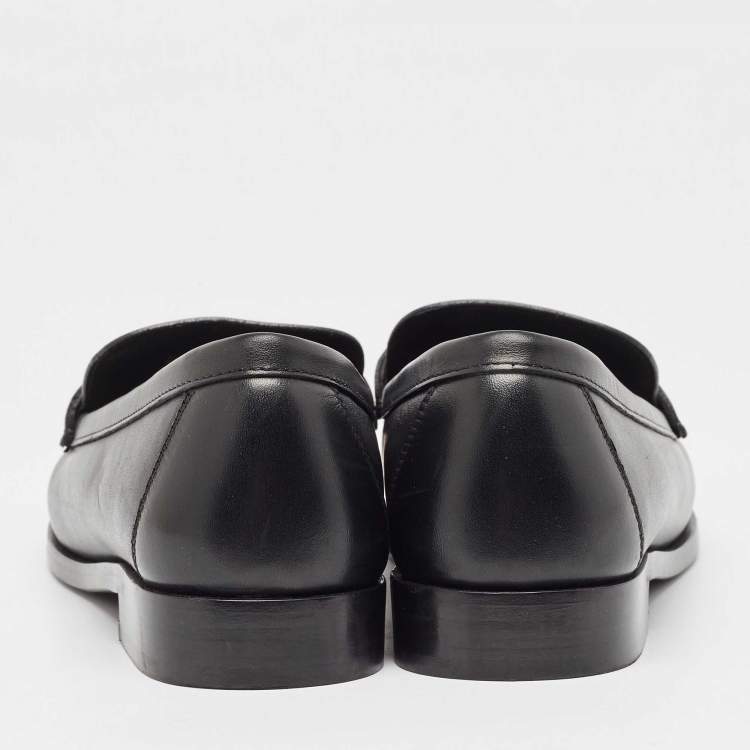 Pre Owned Salvatore Ferragamo Black Leather Gancini Loafers Size 39