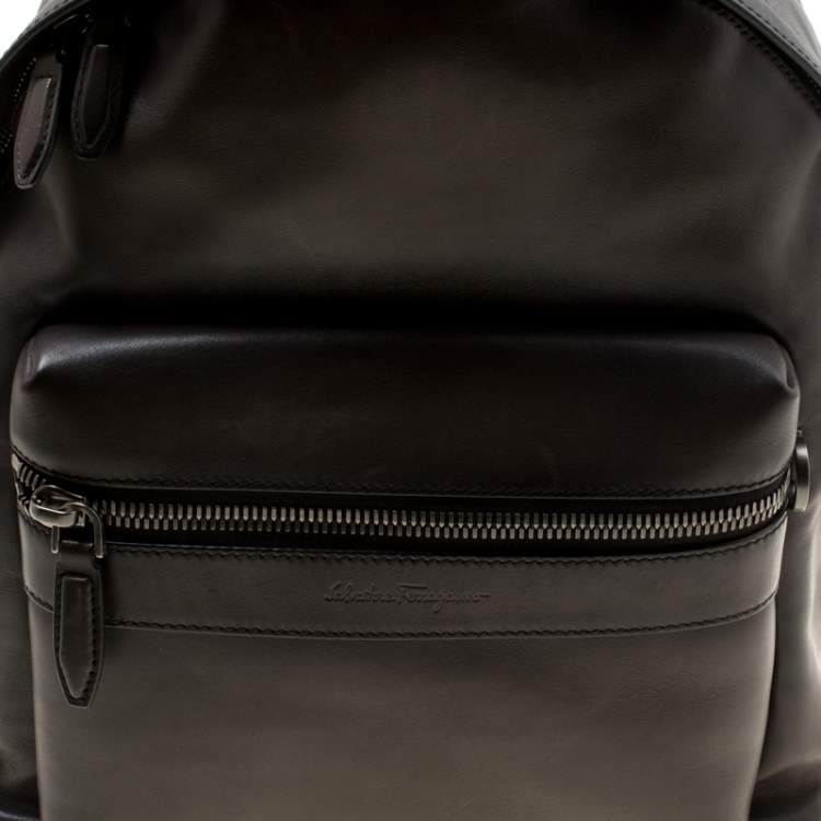 Pre Owned Salvatore Ferragamo Black Firenze Glow Leather Backpack 