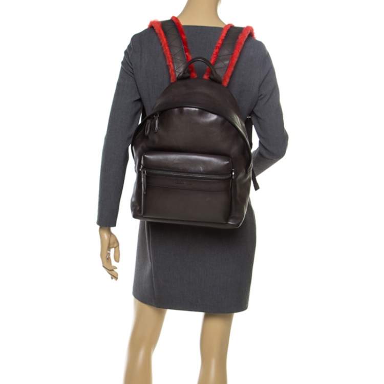 Pre Owned Salvatore Ferragamo Black Firenze Glow Leather Backpack 