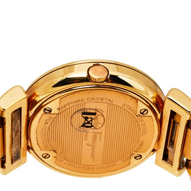 Pre Owned Salvatore Ferragamo Gold Tone Stainless Steel Minuetto Women's Wristwatch 37mm