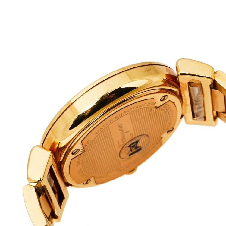 Pre Owned Salvatore Ferragamo Gold Tone Stainless Steel Minuetto Women's Wristwatch 37mm