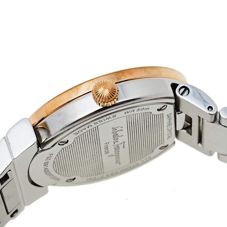 Pre Owned Salvatore Ferragamo Mother Of Pearl Two-Tone Stainless Steel Grande Maison FG2 Women's Wristwatch 33 mm