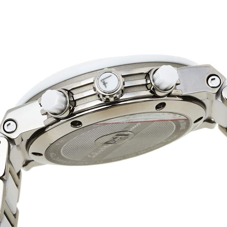 Pre Owned Salvatore Ferragamo White Ceramic And Titanium F-80 Women's Wristwatch 38 mm