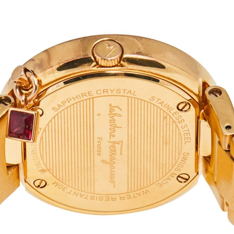 Pre Owned Salvatore Ferragamo White Gold Plated Stainless Steel Gancino FF5  FF5020013 Women's Wristwatch 36 mm