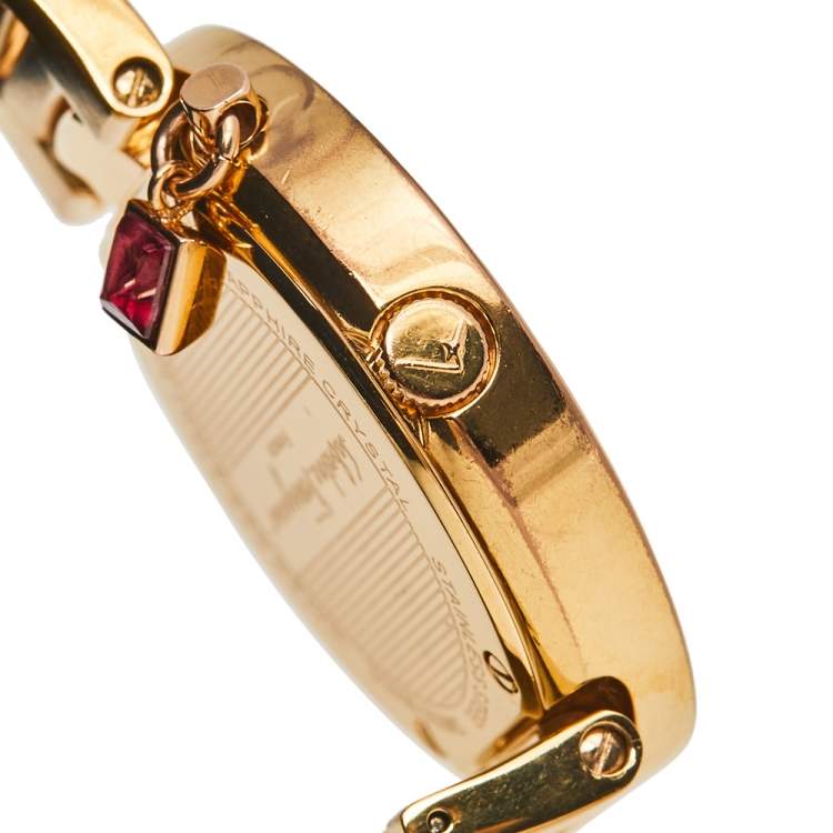 Pre Owned Salvatore Ferragamo White Gold Plated Stainless Steel Gancino FF5  FF5020013 Women's Wristwatch 36 mm