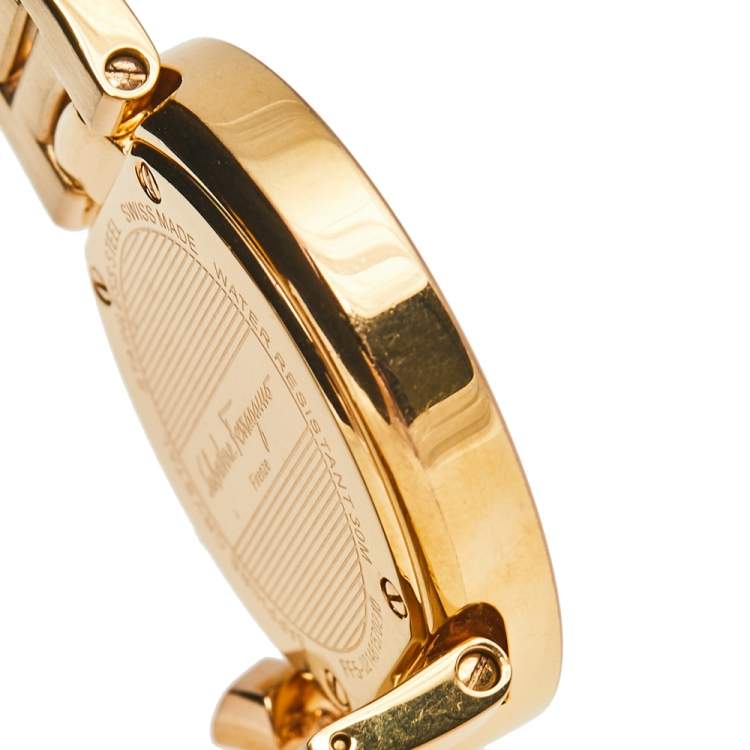 Pre Owned Salvatore Ferragamo White Gold Plated Stainless Steel Gancino FF5  FF5020013 Women's Wristwatch 36 mm