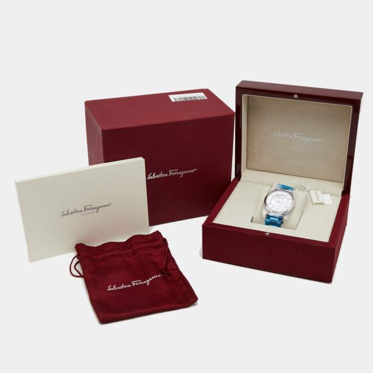 Pre Owned Salvatore Ferragamo Mother of Pearl Diamond Stainless Steel Gancino Deco FG3050014 Women's Wristwatch 39 mm