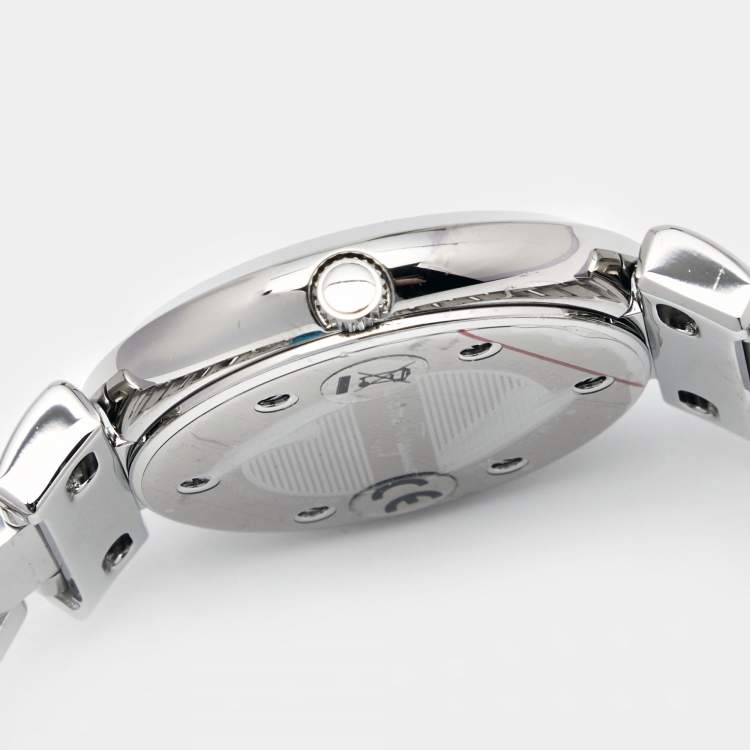 Pre Owned Salvatore Ferragamo Mother of Pearl Diamond Stainless Steel Gancino Deco FG3050014 Women's Wristwatch 39 mm