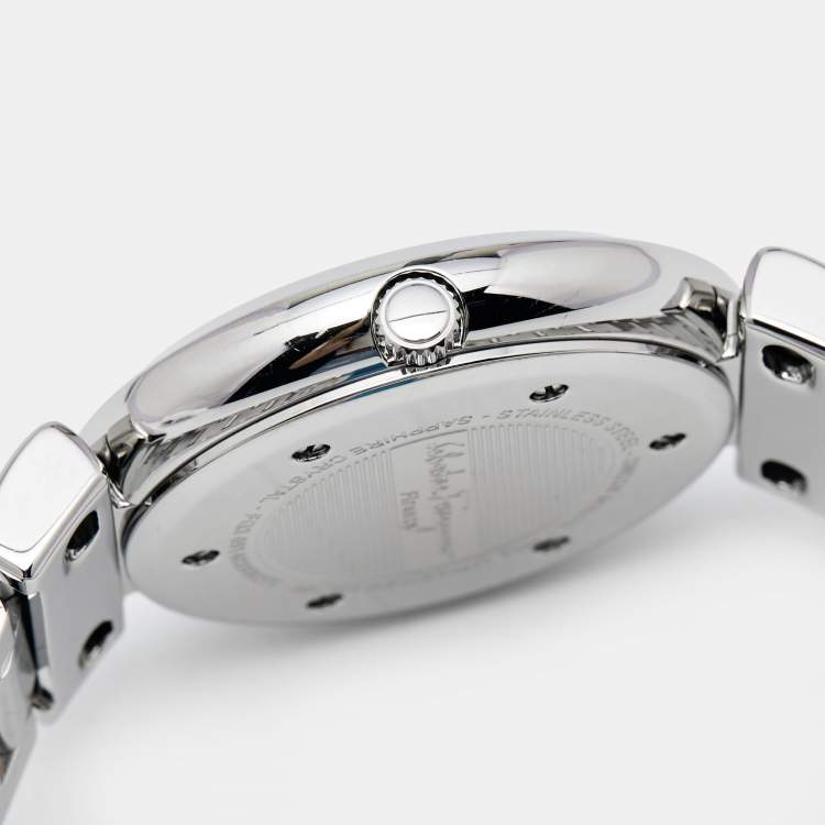 Pre Owned Salvatore Ferragamo Mother Pearl Two-Tone Stainless Steel Gancino FG3060014 Women's Wristwatch 39 mm