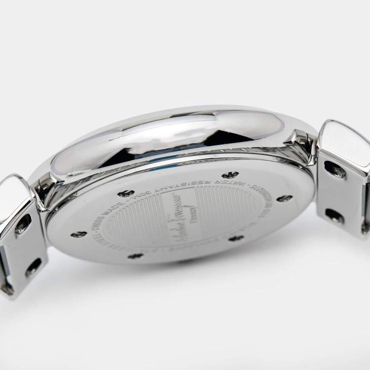 Pre Owned Salvatore Ferragamo Mother Pearl Two-Tone Stainless Steel Gancino FG3060014 Women's Wristwatch 39 mm
