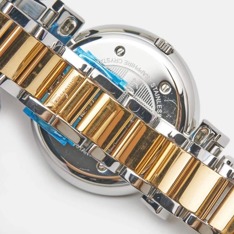 Pre Owned Salvatore Ferragamo Mother Pearl Two-Tone Stainless Steel Gancino FG3060014 Women's Wristwatch 39 mm