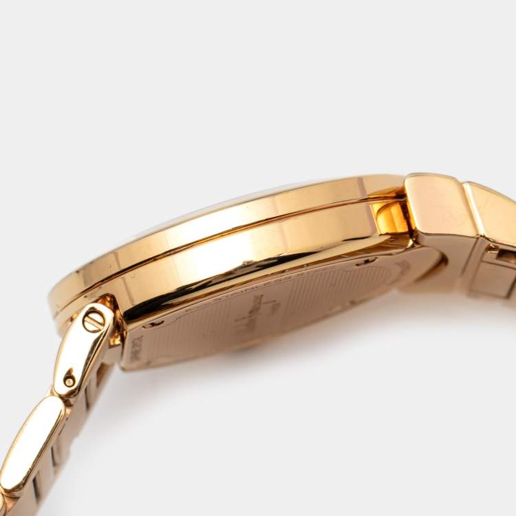Pre Owned Salvatore Ferragamo Mother Of Pearl Gold Plated Stainless Steel Grande Maison FG2 Women's Wristwatch 33 mm