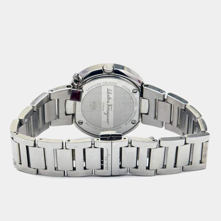 Pre Owned Salvatore Ferragamo Silver Stainless Steel Gancino F64 Women's Wristwatch 36 mm