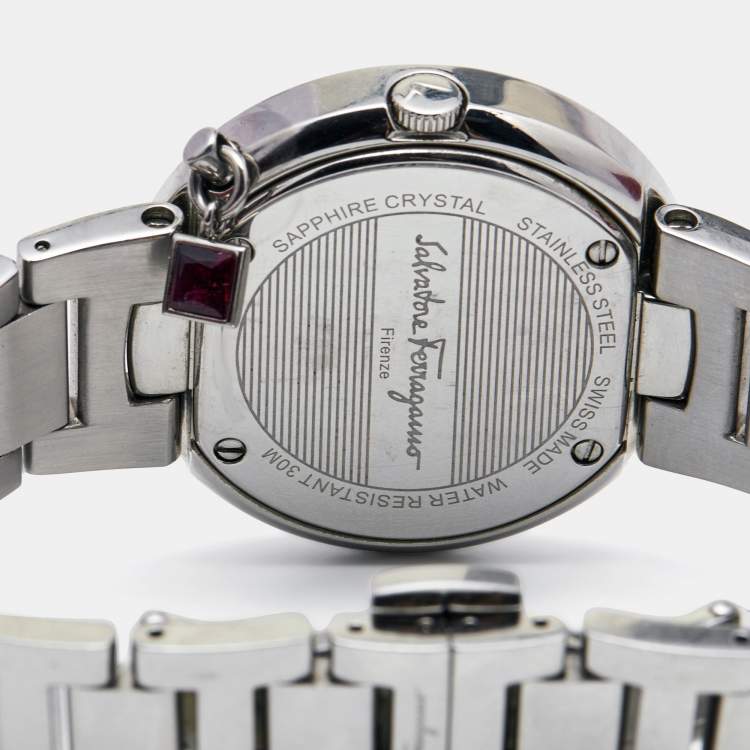 Pre Owned Salvatore Ferragamo Silver Stainless Steel Gancino F64 Women's Wristwatch 36 mm