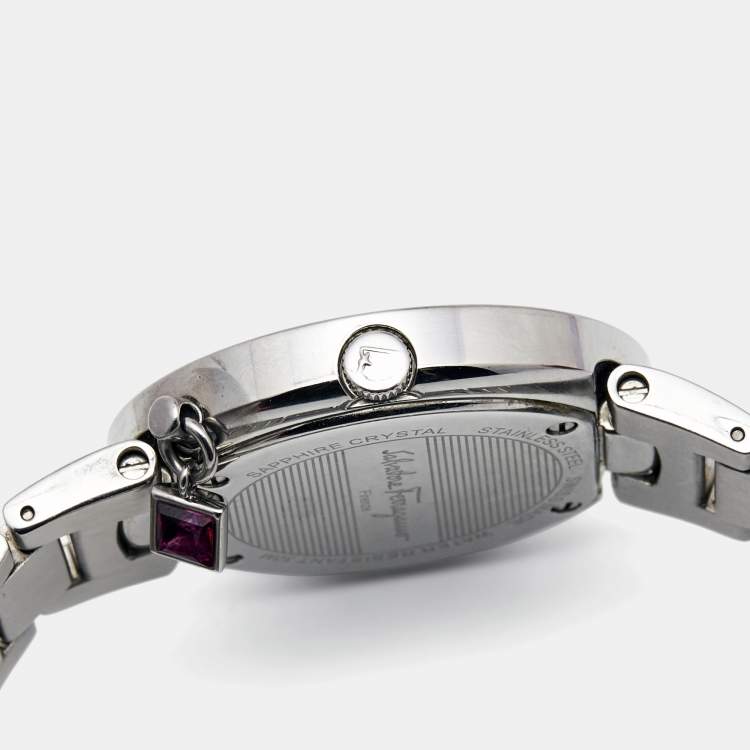 Pre Owned Salvatore Ferragamo Silver Stainless Steel Gancino F64 Women's Wristwatch 36 mm