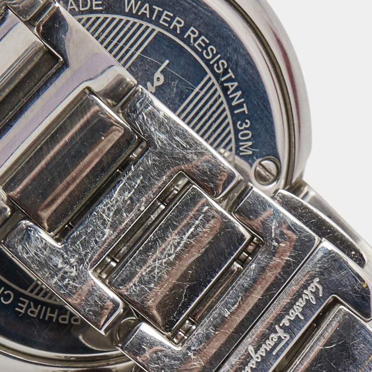 Pre Owned Salvatore Ferragamo Silver Stainless Steel Gancino F64 Women's Wristwatch 36 mm