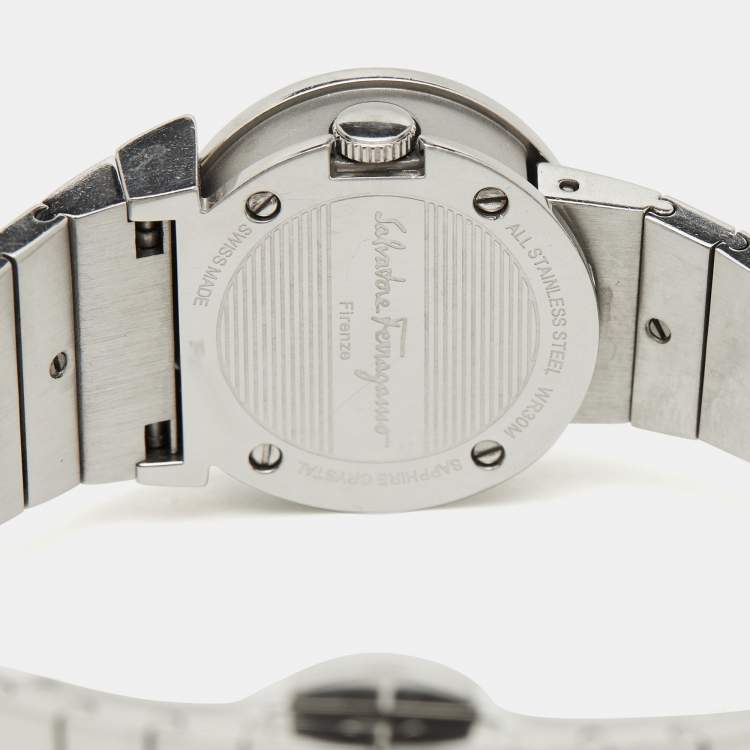 Pre Owned Salvatore Ferragamo Mother of Pearl Stainless Steel F70 Women's Wristwatch 24 mm