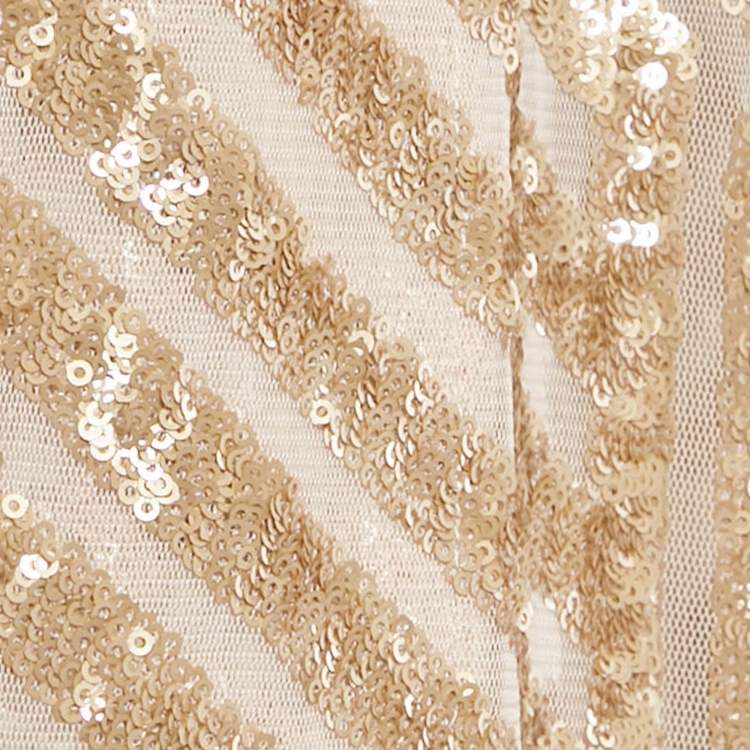 Pre Owned Sana Osmani Gold  Sequin Embellished Mesh Open Front Jacket S