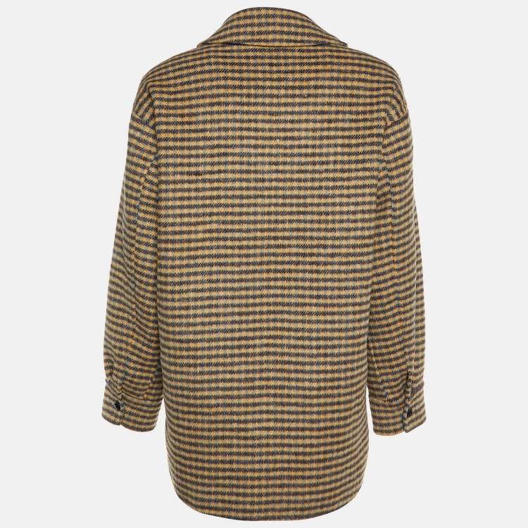 Pre Owned Sandro Orange Checked Wool Embellished Brodan Coat S
