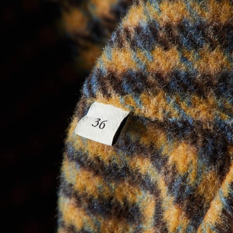Pre Owned Sandro Orange Checked Wool Embellished Brodan Coat S
