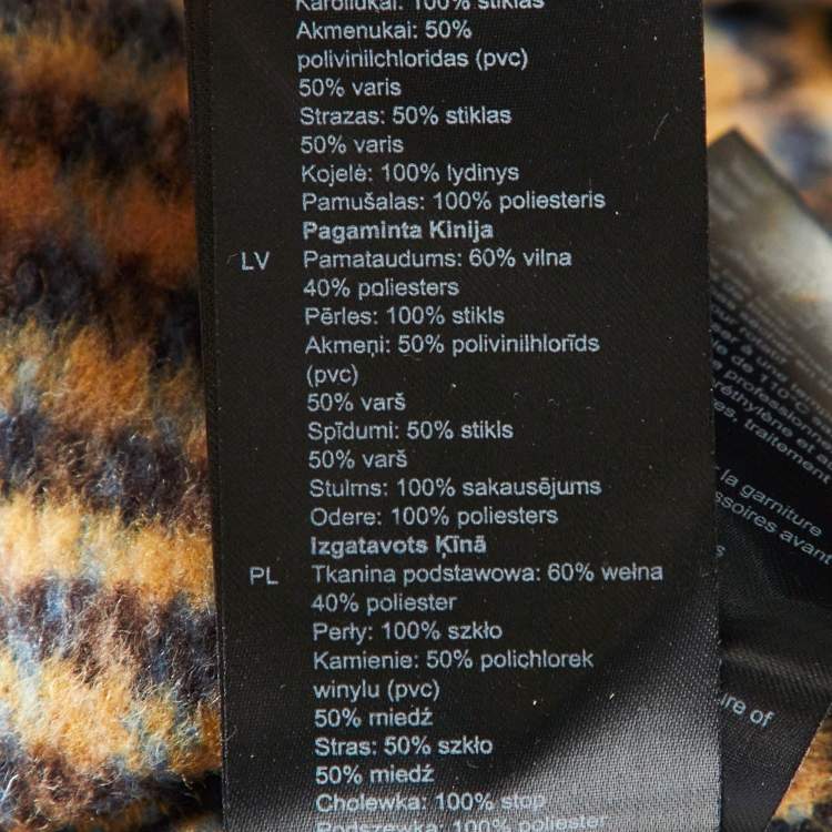 Pre Owned Sandro Orange Checked Wool Embellished Brodan Coat S