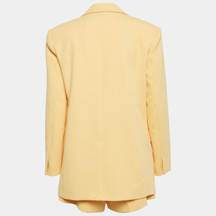 Pre Owned Sandro Yellow Crepe Single Breasted Shorts Suit S
