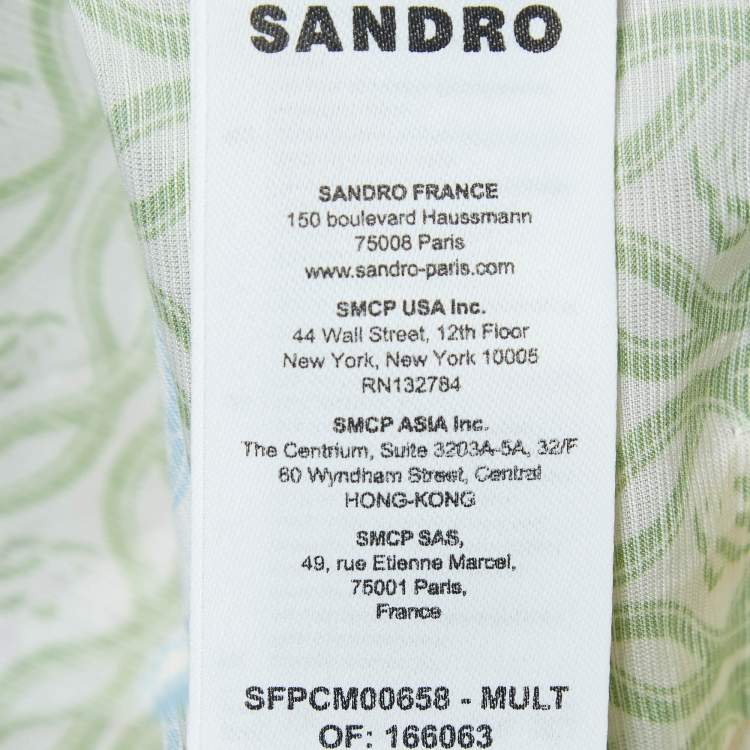 Pre Owned Sandro Multicolor Linen Blend Printed Crop Top M